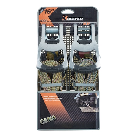 Keeper Keeper 1.25 in. W X 16 ft. L Camo Tie Down w/Ratchet 1000 lb 2 pk 47352